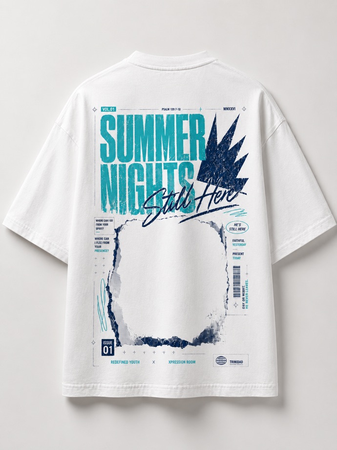 Summer Nights Still Here tee, Bone White, back print